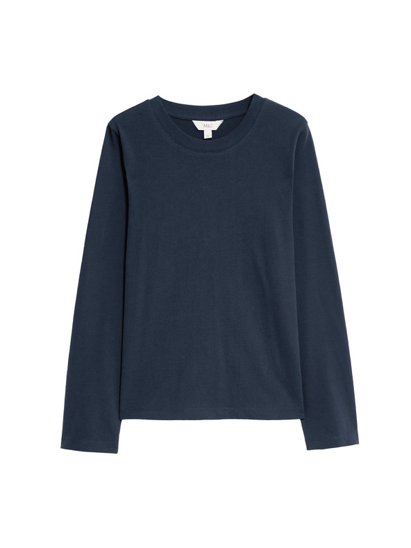 Marks & Spencer Top iz čiste bombaže za vsakdanjo rabo Marks & Spencer mornarsko modra