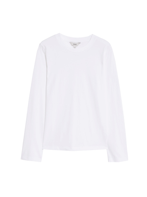 Marks & Spencer Top iz čiste bombaže za vsakdanjo rabo Marks & Spencer bela