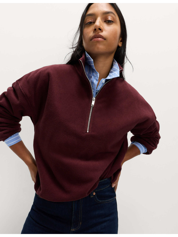 Marks & Spencer Flis jopica z zadrgo pri vratu Marks & Spencer rdeča