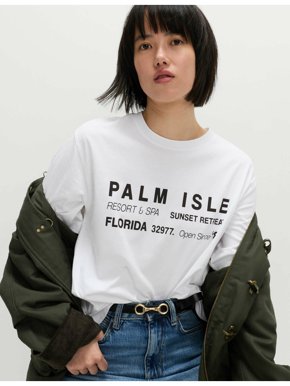 Marks & Spencer Majica velikih velikosti z napisom iz čiste bombaže Marks & Spencer rjava