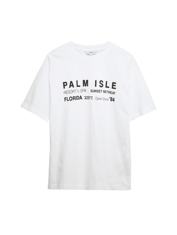 Marks & Spencer Majica velikih velikosti z napisom iz čiste bombaže Marks & Spencer rjava