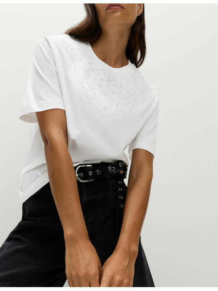 Marks & Spencer Okrašena majica Lucky iz čiste bombaže Marks & Spencer bela