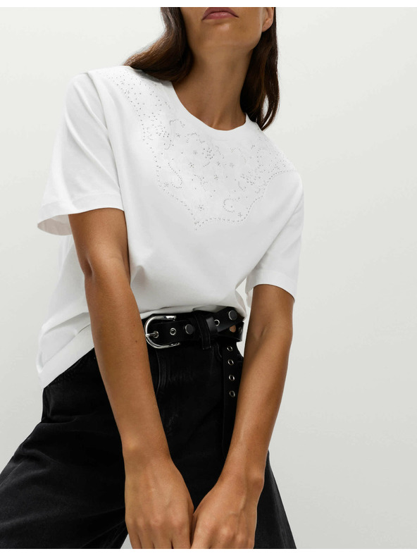 Marks & Spencer Okrašena majica Lucky iz čiste bombaže Marks & Spencer bela