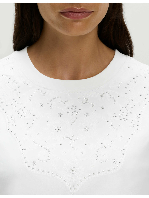 Marks & Spencer Okrašena majica Lucky iz čiste bombaže Marks & Spencer bela