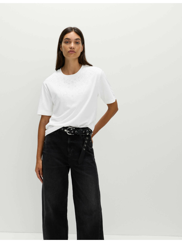 Marks & Spencer Okrašena majica Lucky iz čiste bombaže Marks & Spencer bela