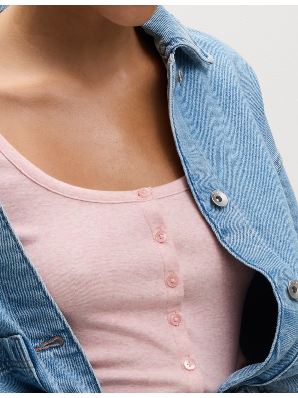 Marks & Spencer Top z ovalno izrezano vratno odprtino, razširitvijo in visokim deležem bombaža Marks & Spencer roza