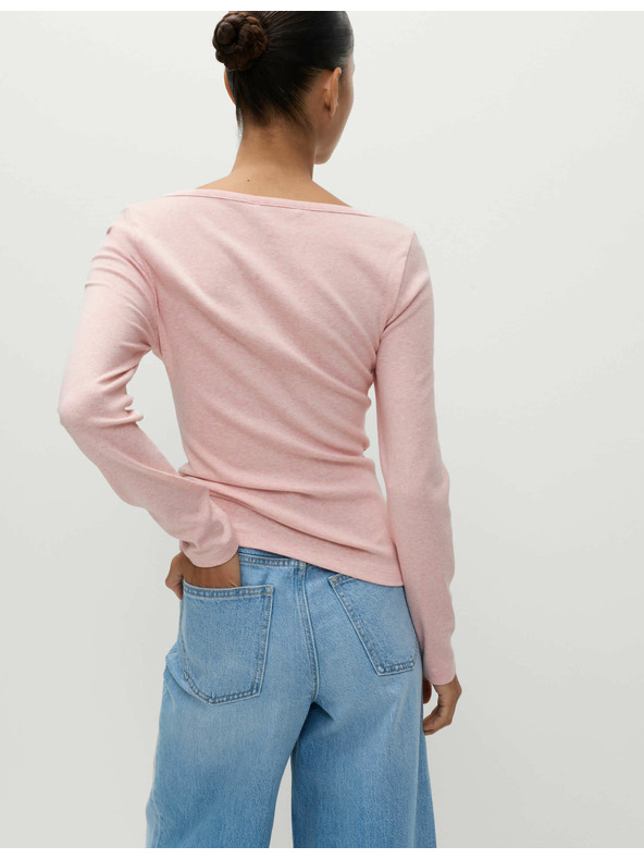 Marks & Spencer Top z ovalno izrezano vratno odprtino, razširitvijo in visokim deležem bombaža Marks & Spencer roza