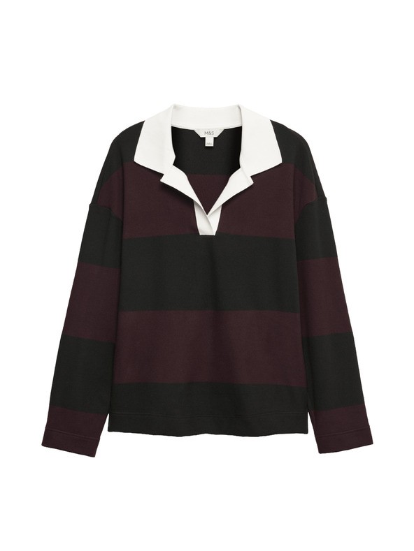 Marks & Spencer Prugast udoben rugby top Marks & Spencer črna
