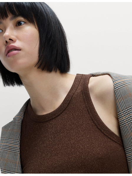 Marks & Spencer Bleščeča top majica z visokim deležem bombaža Marks & Spencer rjava