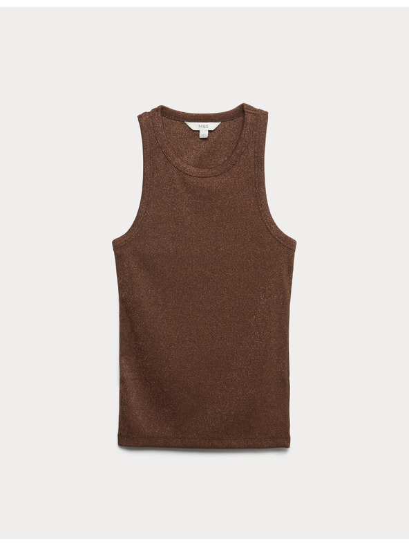 Marks & Spencer Bleščeča top majica z visokim deležem bombaža Marks & Spencer rjava