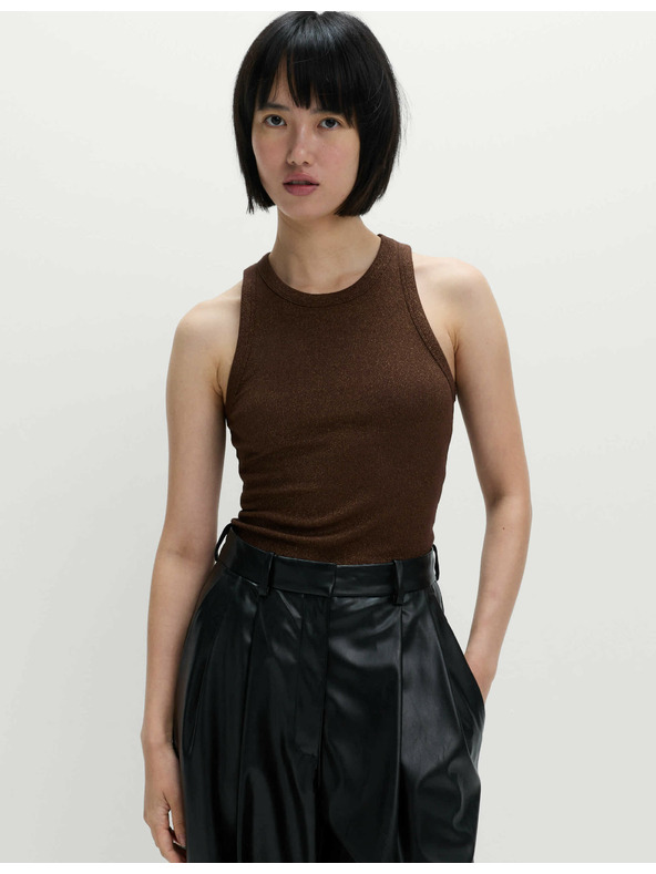 Marks & Spencer Bleščeča top majica z visokim deležem bombaža Marks & Spencer rjava