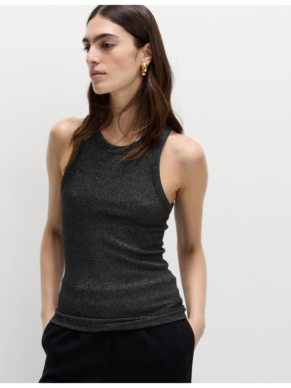 Marks & Spencer Bleščeča top majica z visokim deležem bombaža Marks & Spencer črna