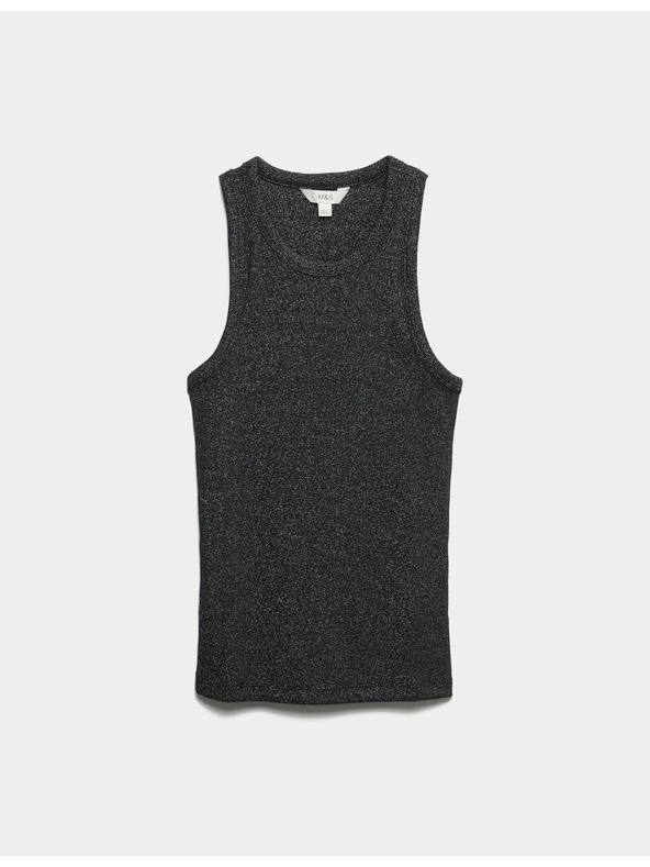 Marks & Spencer Bleščeča top majica z visokim deležem bombaža Marks & Spencer črna