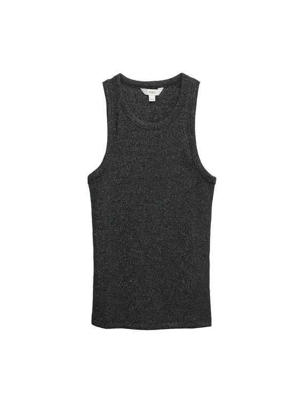 Marks & Spencer Bleščeča top majica z visokim deležem bombaža Marks & Spencer črna