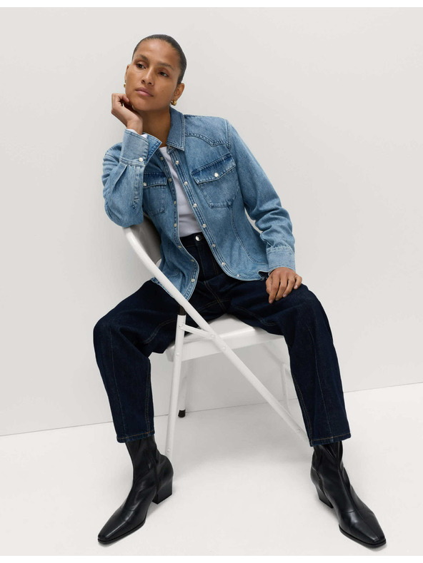 Marks & Spencer Kavbojska jeans srajca Marks & Spencer mornarsko modra