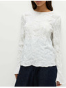 Marks & Spencer Čipkasta teksturirana bluza z okroglim izrezom Marks & Spencer smetanova