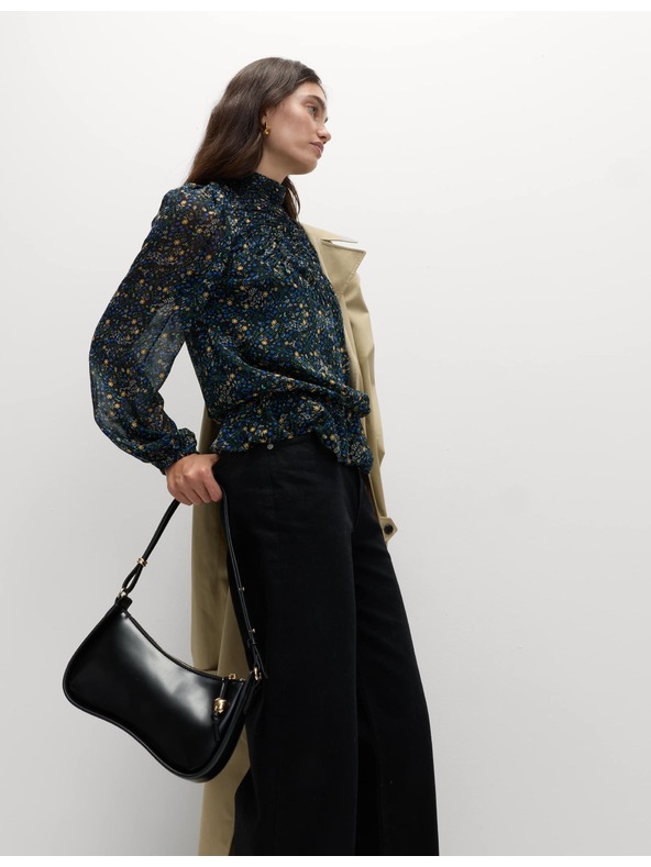 Marks & Spencer Cvetlična bluza z dolgimi rokavi Marks & Spencer črna