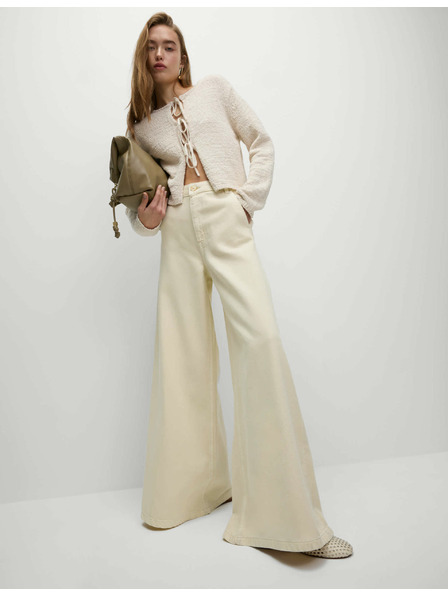 Marks & Spencer Palazzo hlače z visokim deležem bombaža Marks & Spencer smetanova