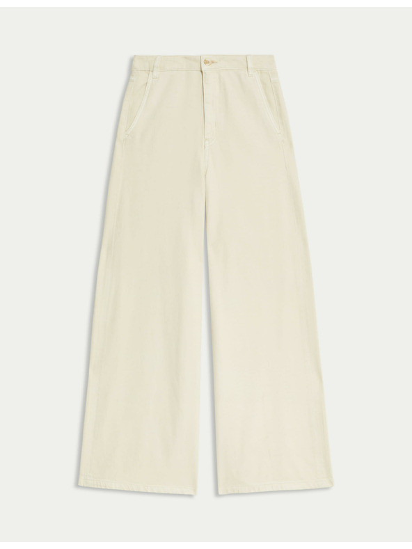 Marks & Spencer Palazzo hlače z visokim deležem bombaža Marks & Spencer smetanova