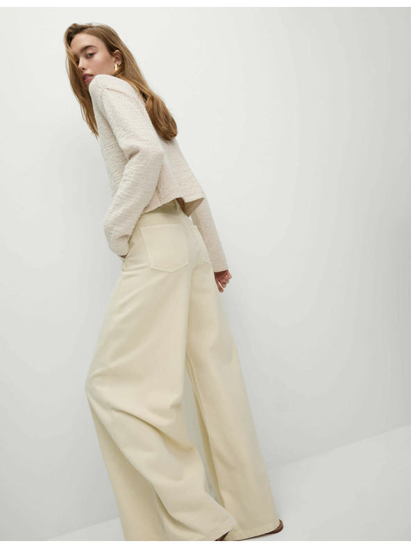 Marks & Spencer Palazzo hlače z visokim deležem bombaža Marks & Spencer smetanova