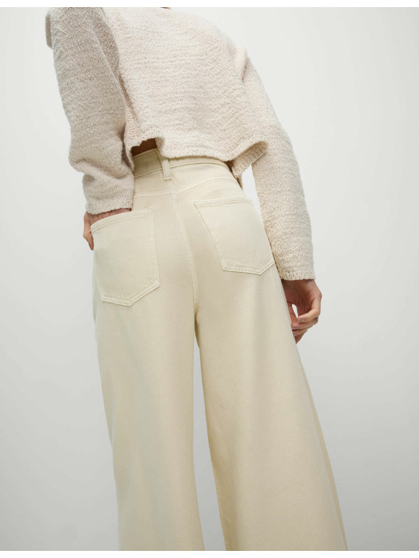 Marks & Spencer Palazzo hlače z visokim deležem bombaža Marks & Spencer smetanova