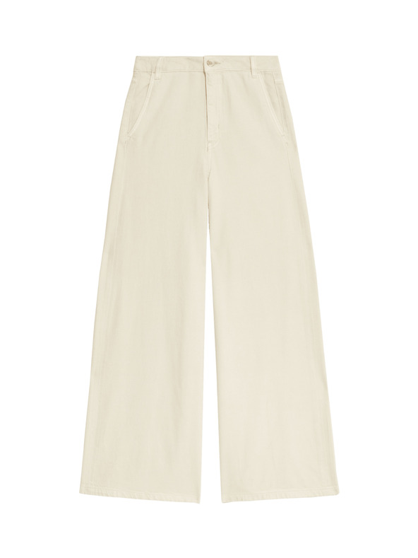 Marks & Spencer Palazzo hlače z visokim deležem bombaža Marks & Spencer smetanova