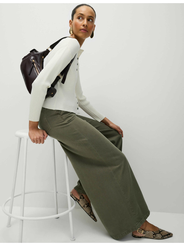 Marks & Spencer Palazzo hlače z visokim deležem bombaža Marks & Spencer rjava