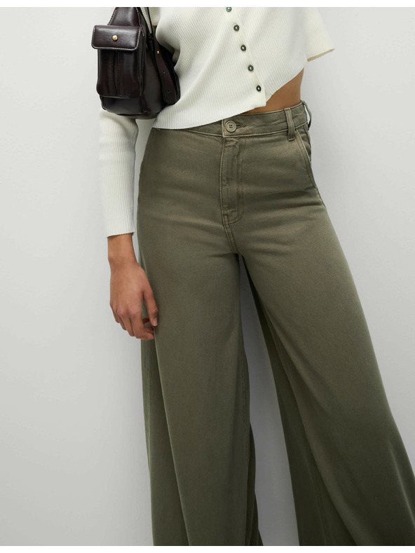 Marks & Spencer Palazzo hlače z visokim deležem bombaža Marks & Spencer rjava