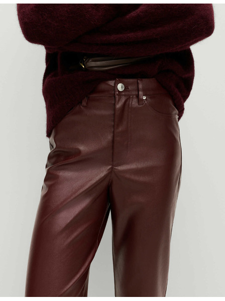 Marks & Spencer Hlače iz umetnega usnja z ravnimi hlačnicami Marks & Spencer rdeča