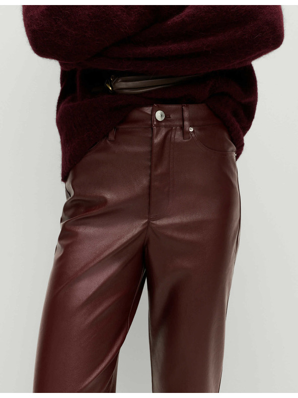 Marks & Spencer Hlače iz umetnega usnja z ravnimi hlačnicami Marks & Spencer rdeča