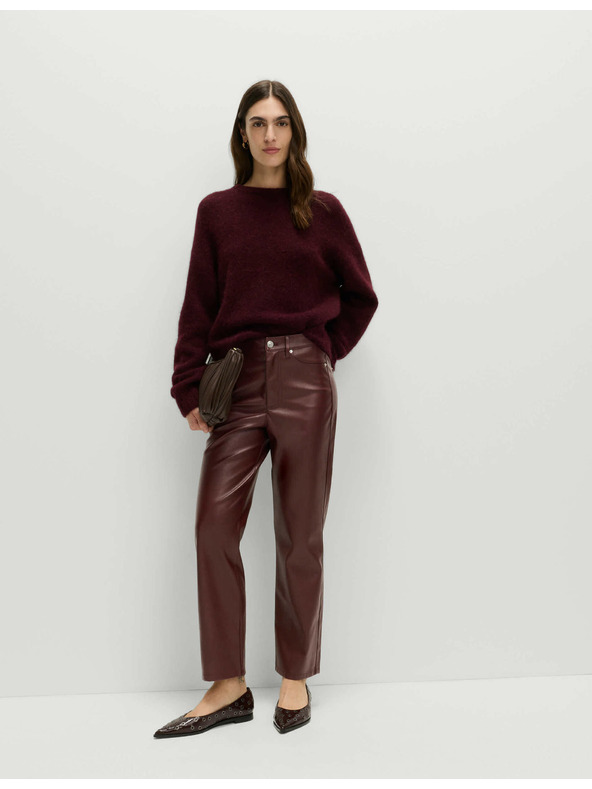 Marks & Spencer Hlače iz umetnega usnja z ravnimi hlačnicami Marks & Spencer rdeča
