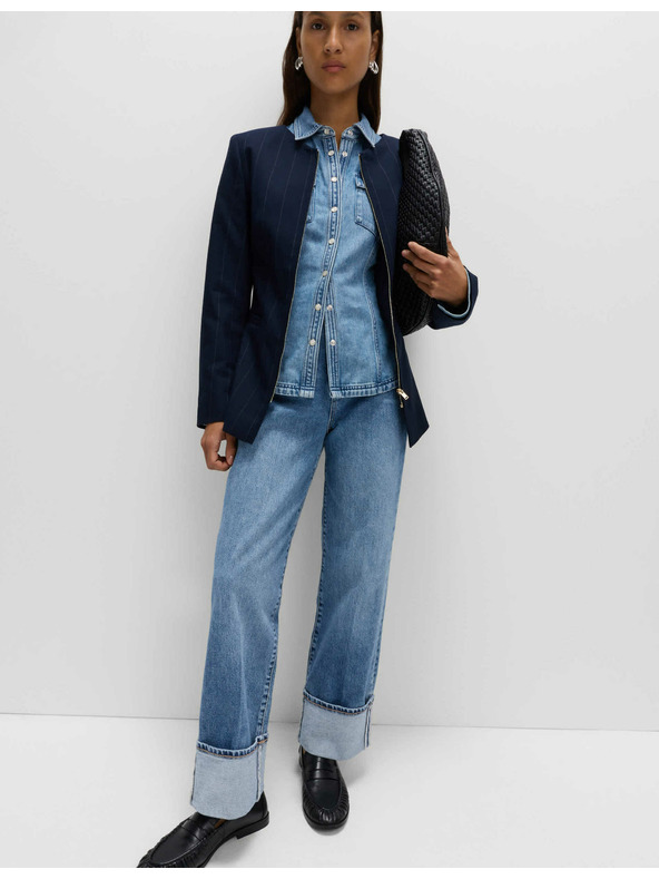 Marks & Spencer Džins s širokimi zavihki hlačnic in srednjevisokim pasom Marks & Spencer mornarsko modra