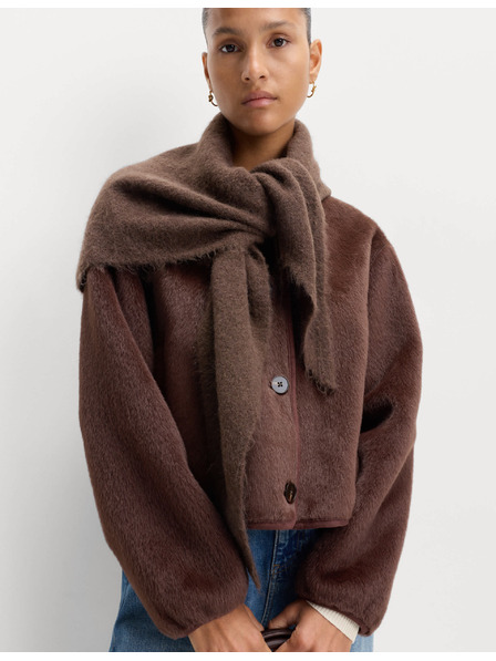 Marks & Spencer Pletena trikotna šal z teksturo in volno Marks & Spencer rjava