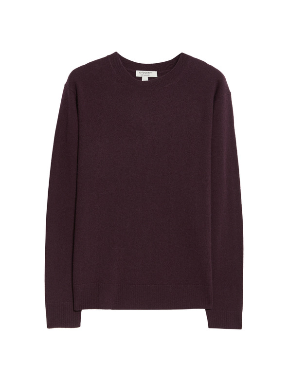 Marks & Spencer Pulover iz čistega kašmirja, s teksturo in okroglim izrezom Marks & Spencer vijolična