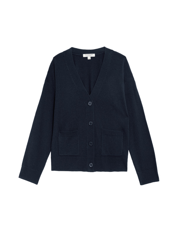 Marks & Spencer Kardigan iz čistega kašmirja z V-izrezom in gumbi spredaj Marks & Spencer mornarsko modra