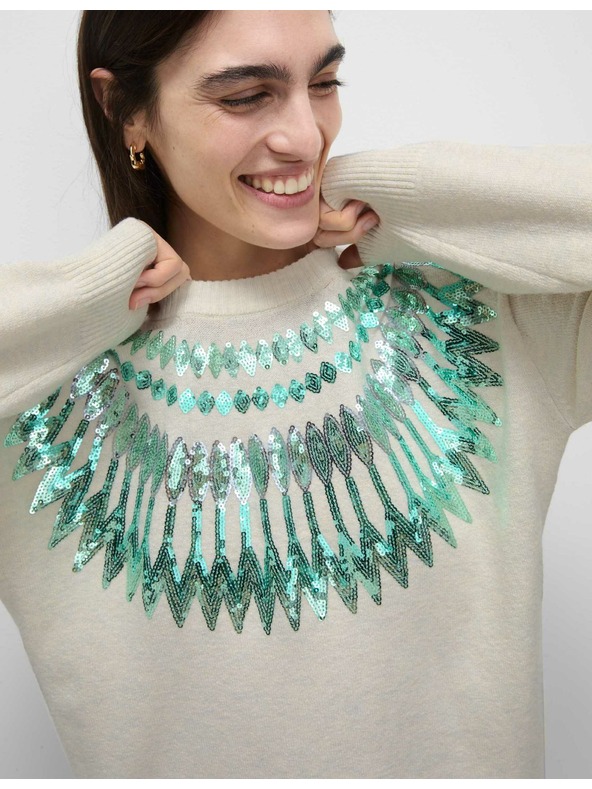 Marks & Spencer Ohlapni božični pulover z vzorcem Fair Isle in bleščicami Marks & Spencer zelena