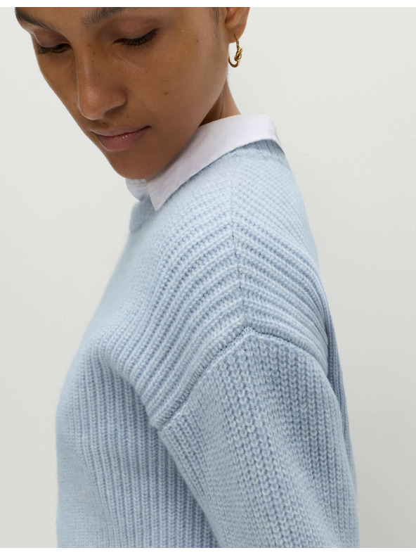 Marks & Spencer Prugasti pulover iz mehke preje z okroglim izrezom Marks & Spencer modra