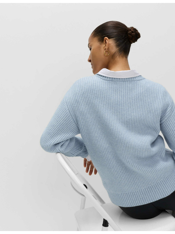 Marks & Spencer Prugasti pulover iz mehke preje z okroglim izrezom Marks & Spencer modra