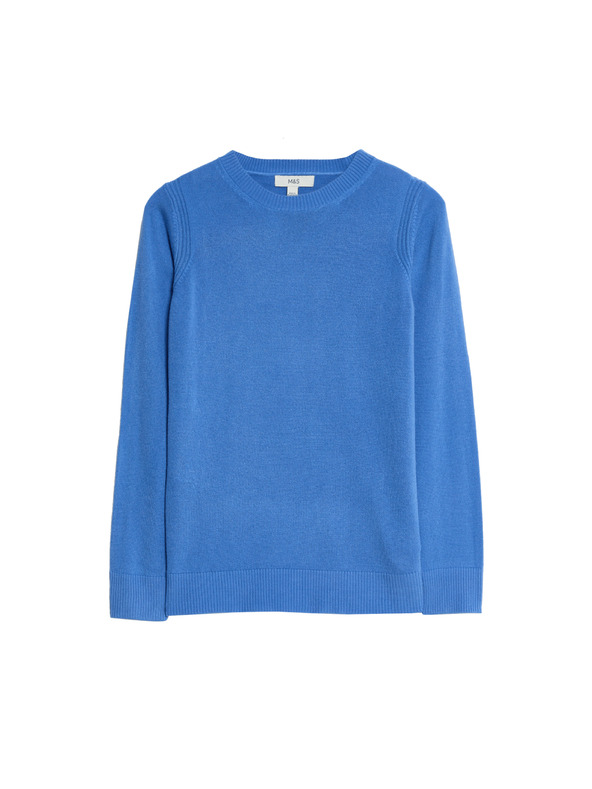 Marks & Spencer Izjemno mehak pulover z izrezom okoli vratu Marks & Spencer modra