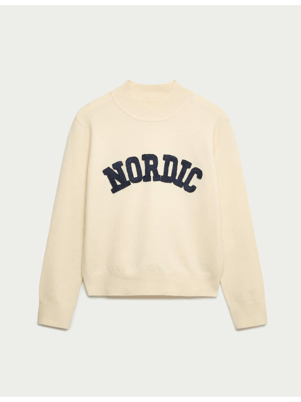 Marks & Spencer Pulover z stoječim ovratnikom z napisom Marks & Spencer smetanova