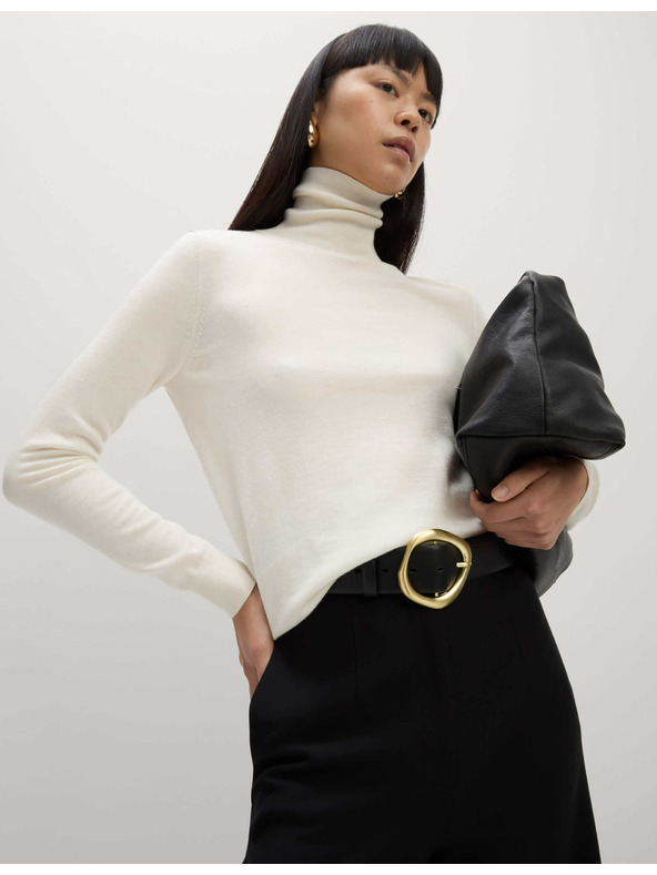 Marks & Spencer Pulover z visokim ovratnikom iz 100% volne Merino Marks & Spencer smetanova