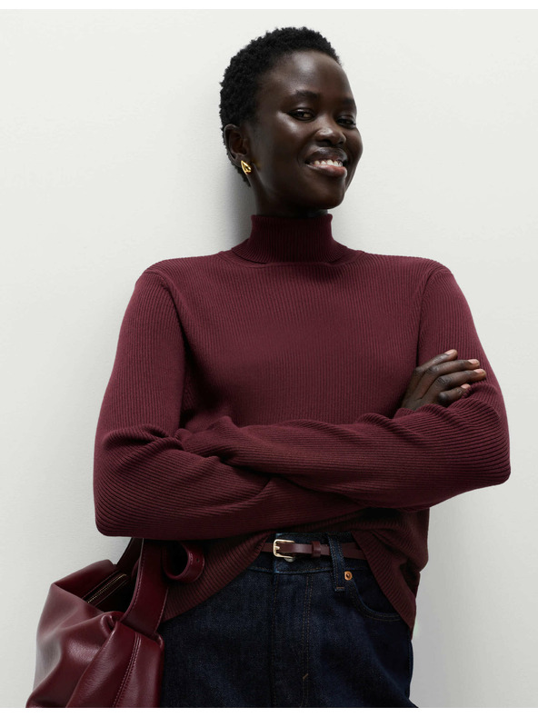 Marks & Spencer Rebrasti pulover z visokim ovratnikom Marks & Spencer rdeča