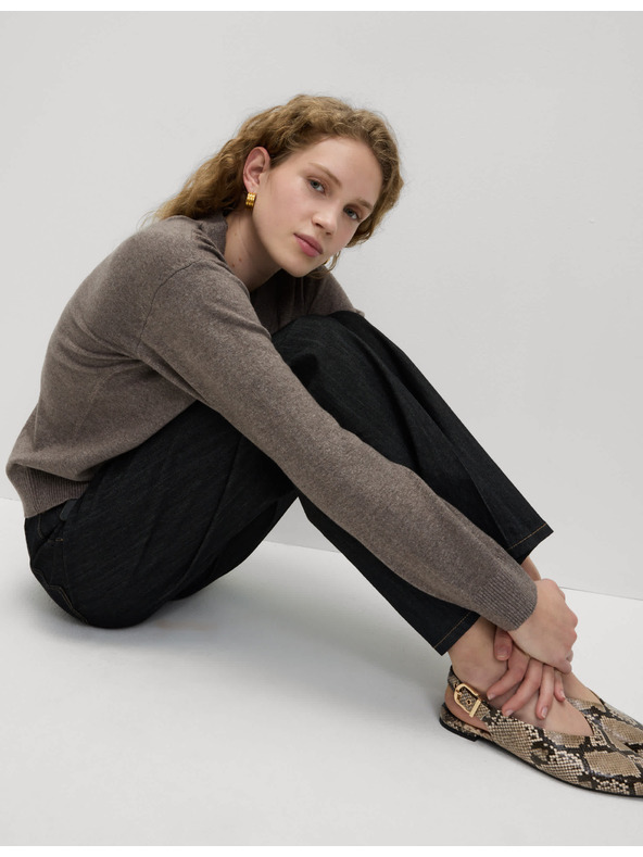 Marks & Spencer Pulover z V-izrezom iz krznenega prediva Marks & Spencer rjava