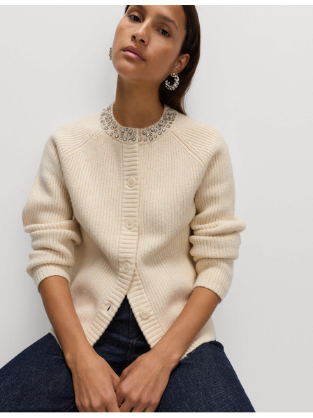 Marks & Spencer Teksturiran okrašen kardigan z gumbi spredaj Marks & Spencer smetanova