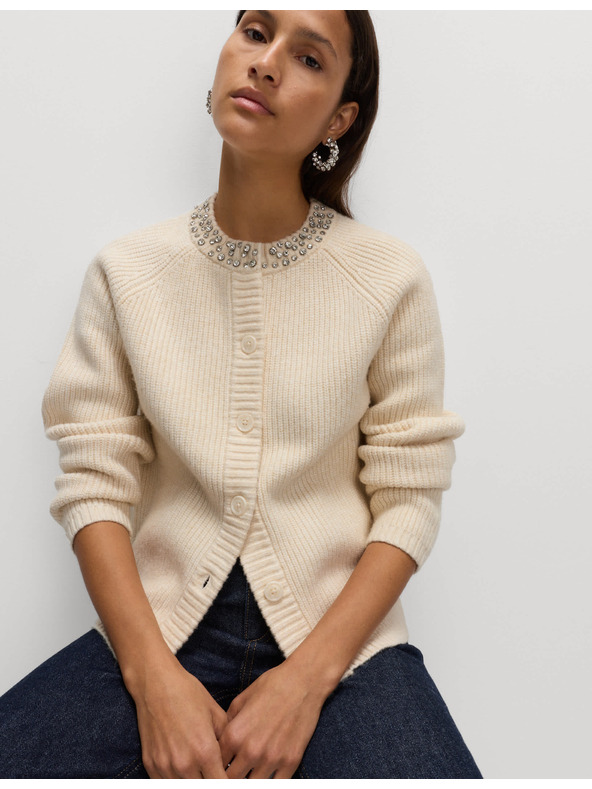 Marks & Spencer Teksturiran okrašen kardigan z gumbi spredaj Marks & Spencer smetanova