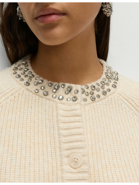 Marks & Spencer Teksturiran okrašen kardigan z gumbi spredaj Marks & Spencer smetanova