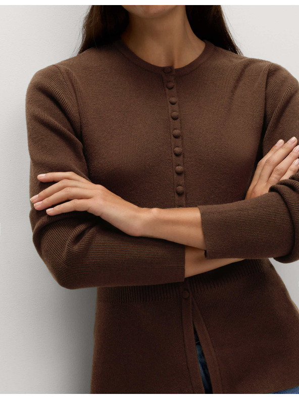 Marks & Spencer Oprijemljiv kardigan z volančkom, mehek na dotik Marks & Spencer rjava