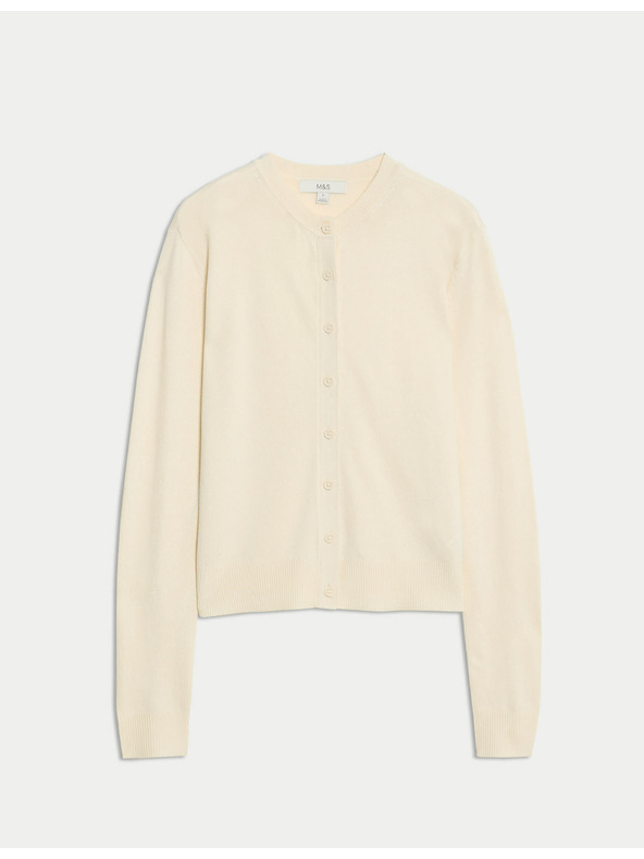 Marks & Spencer Kardigan z okroglim izrezom in gumbi spredaj Marks & Spencer smetanova