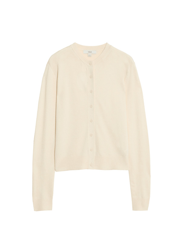 Marks & Spencer Kardigan z okroglim izrezom in gumbi spredaj Marks & Spencer smetanova