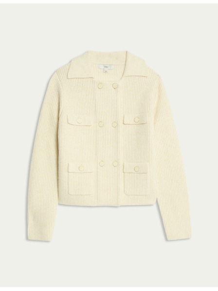 Marks & Spencer Pletena jakna z mehkimi vlakni in okrasnimi žepi Marks & Spencer smetanova